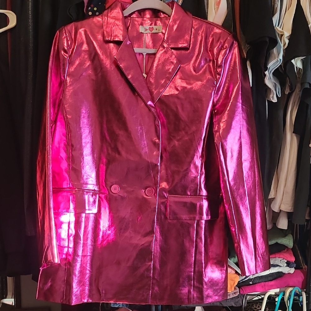 Buddy Love Metallic Pink Women's Blazer Jacket Sz S